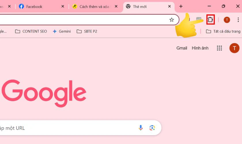 Mở trình duyệt Google Chrome, nhấn vào biểu tượng tiện ích