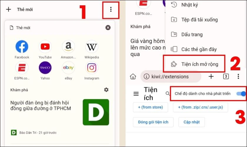 Cách thêm tiện ích vào Chrome trên điện thoại