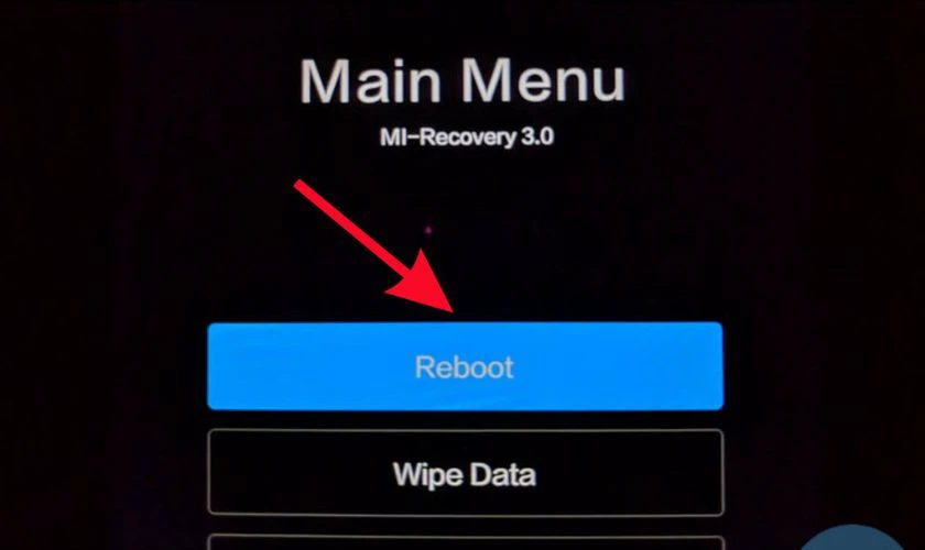 Chọn “Reboot” từ menu xuất hiện