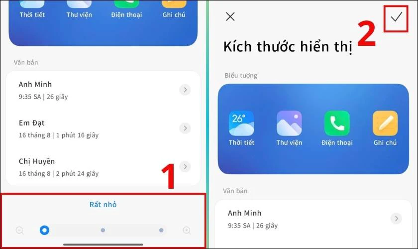Kéo thanh trượt về phía bên trái để thu nhỏ kích thước của ứng dụng
