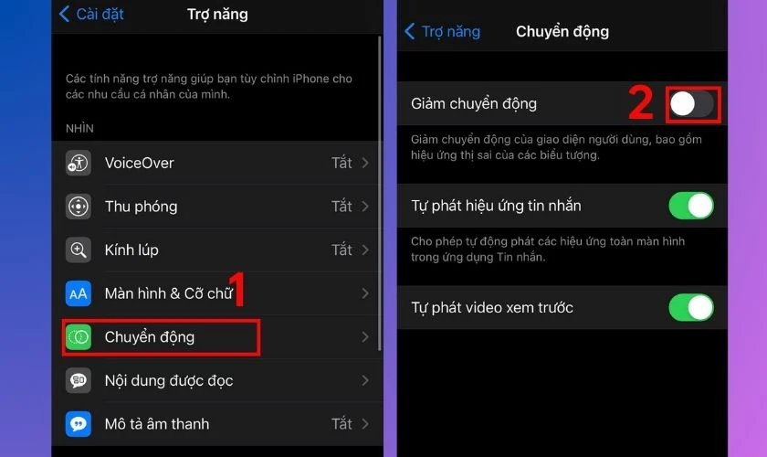 Tắt tính năng giảm chuyển động trên iPhone