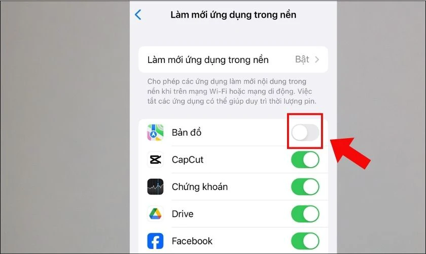 Tùy chỉnh làm mới ứng dụng trong nền cho từng app