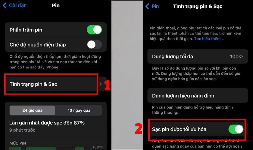 Tối ưu hóa sạc pin, kích hoạt Low Power Mode