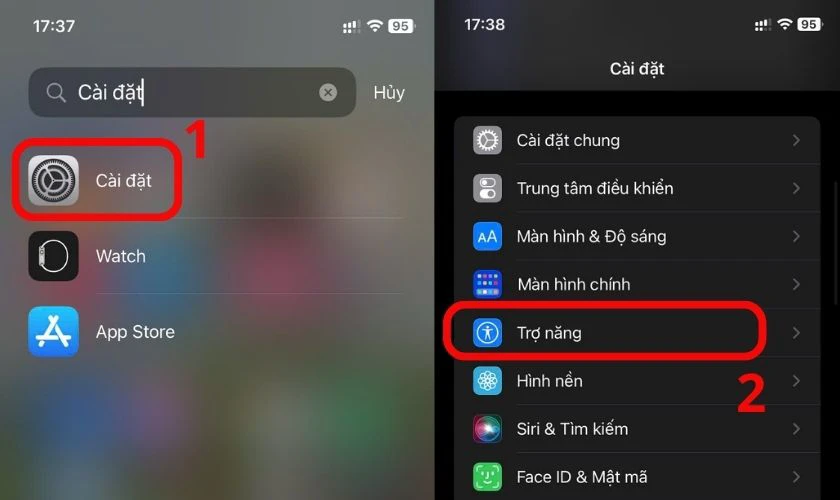 Truy cập Cài đặt rồi vào mục Trợ năng