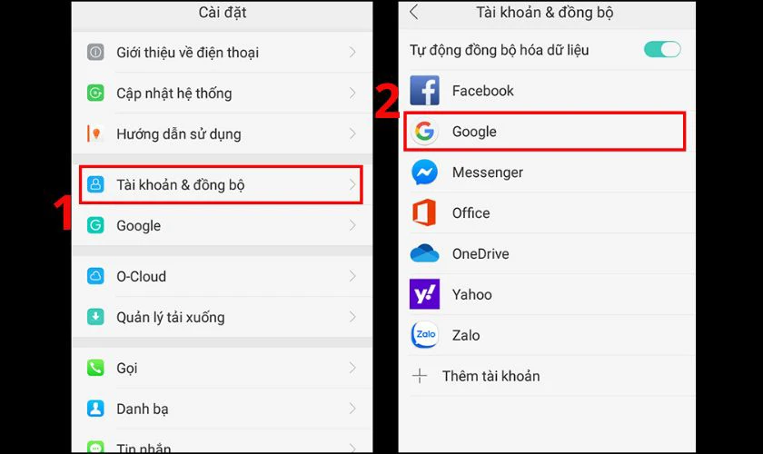 Truy cập vào Cài đặt rồi chọn mục Tài khoản & đồng bộ