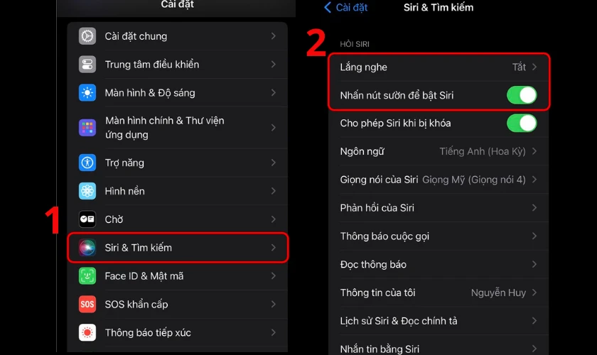 Vào Cài đặt để tắt trợ lý giọng nói Siri
