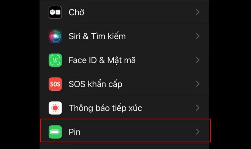 Vào Cài đặt và chọn mục Pin