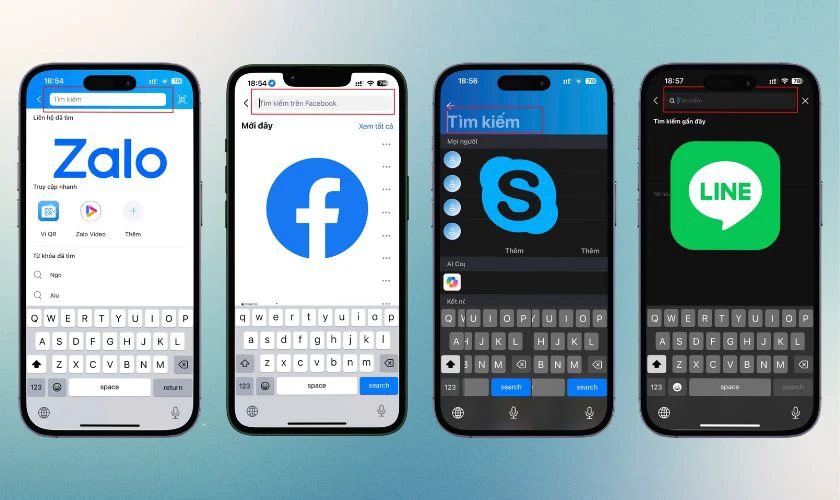 Tìm thông tin thông qua các mạng xã hội Zalo, Facebook, Line, Skype