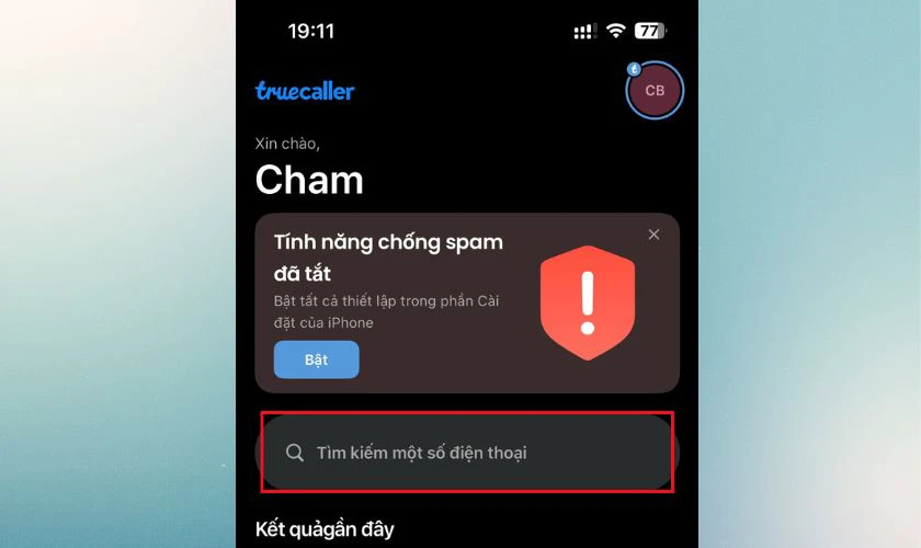 Tìm bằng phần mềm TrueCaller