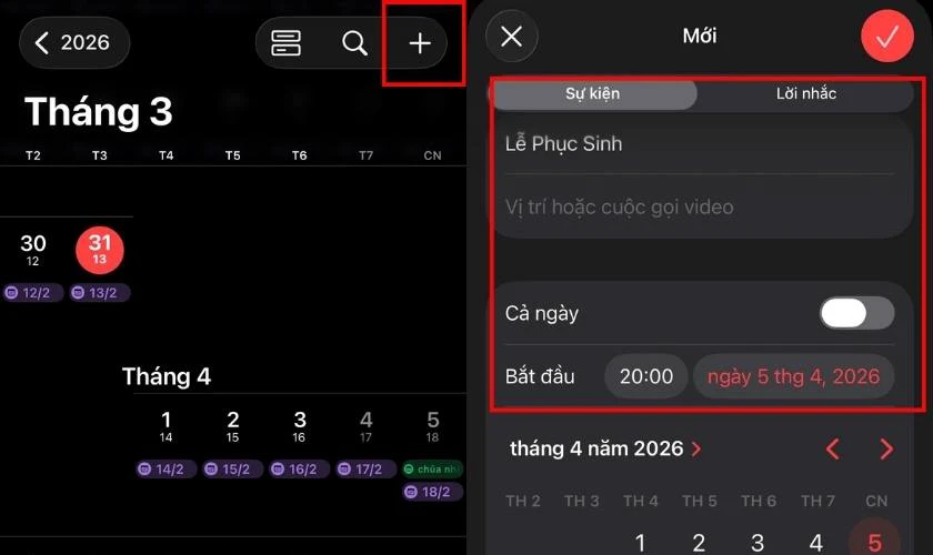 Cách ghi chú ngày Lễ Phục Sinh trên điện thoại, máy tính