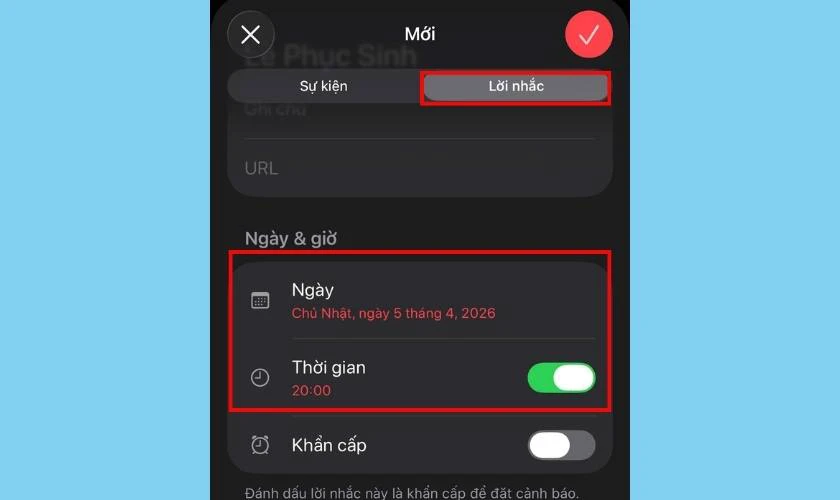 Đặt lời nhắc cho sự kiện