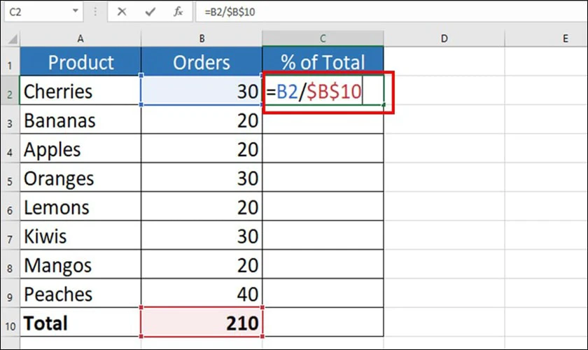 Cách tính phần trăm nhanh nhất trong Excel