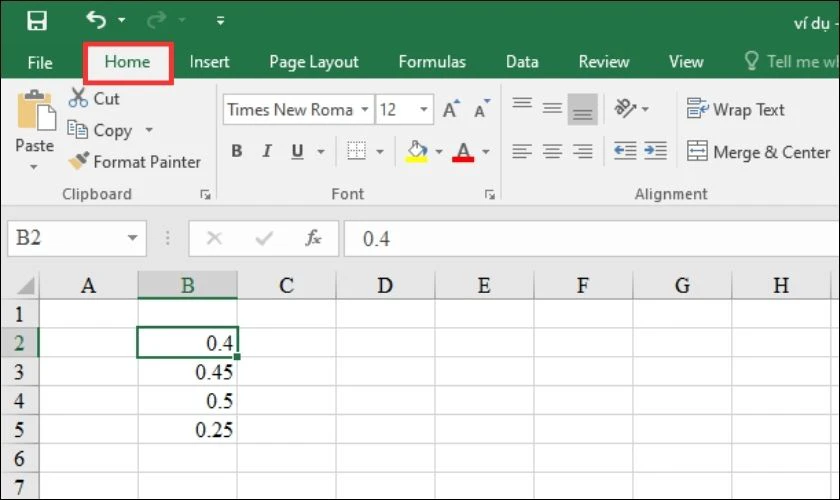 Cách định dạng phần trăm trong Excel