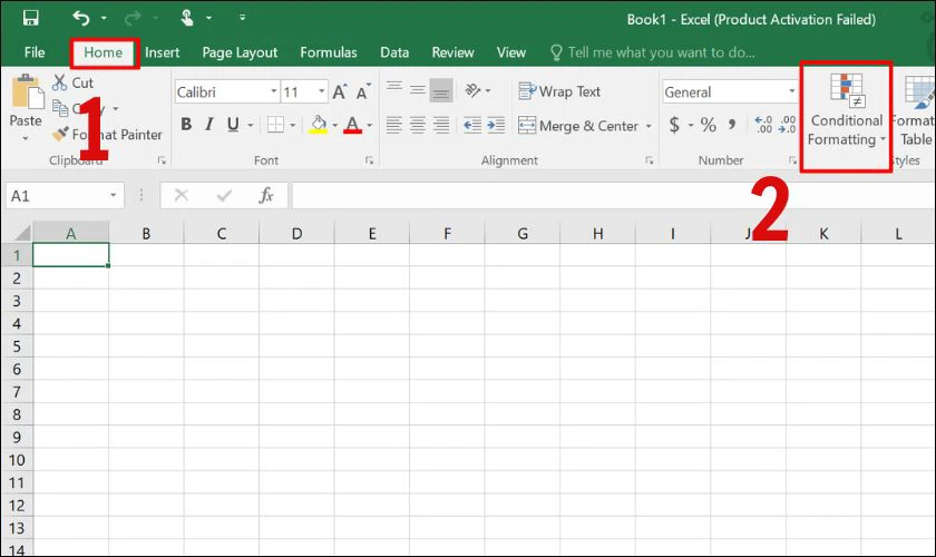 Cách tô màu có điều kiện trong Excel đối với định dạng ô trống