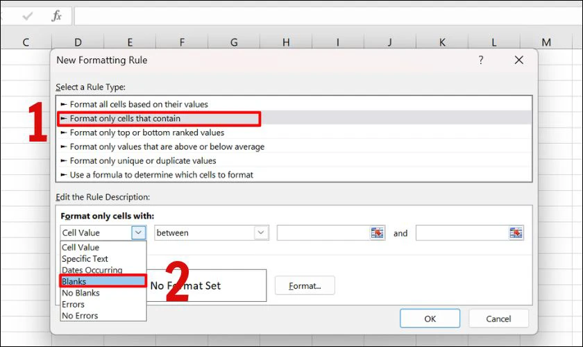 Format only cells that contain