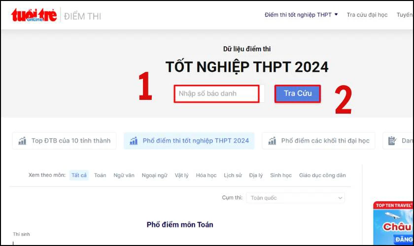Cách tra cứu điểm thi Tốt nghiệp
