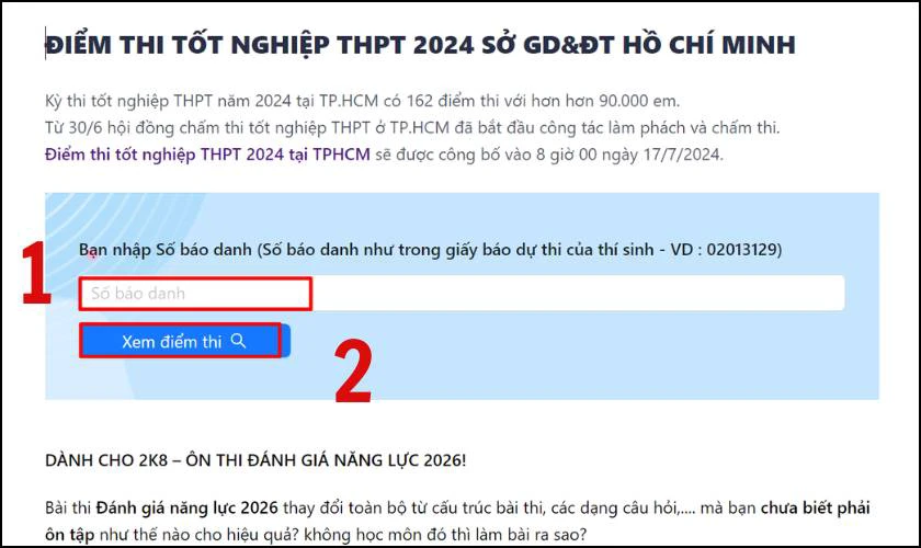 Nhập Số Báo Danh