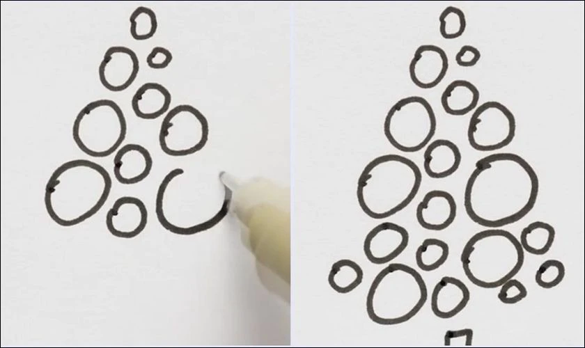 Cách vẽ cây thông Noel bằng các hình tròn