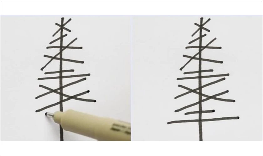 Cách vẽ cây thông Noel bằng các đường thẳng