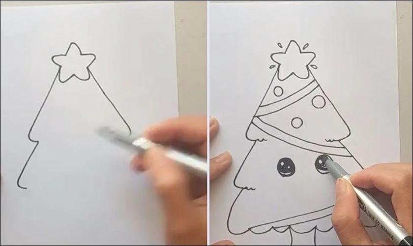 Cách vẽ cây thông Noel có ngôi sao trên đỉnh