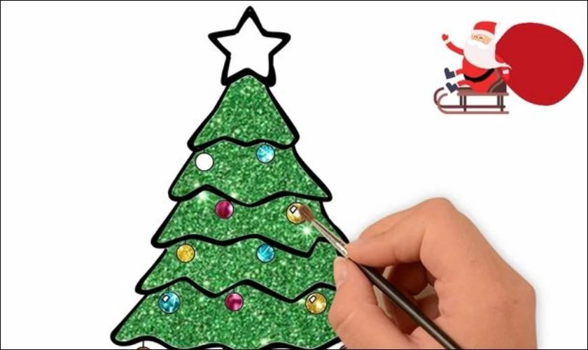 Tranh vẽ cây thông Noel đơn giản