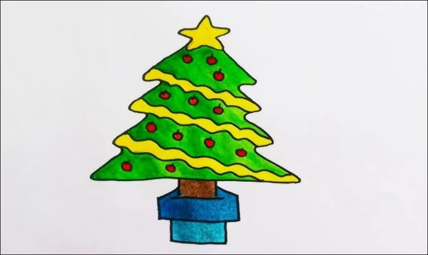 Tranh vẽ cây thông Noel của học sinh