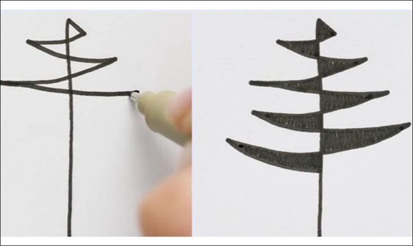 Cách vẽ cây thông Noel bằng đường chéo