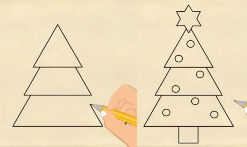 Chia sẻ cách vẽ hình cây thông cách điệu, độc đáo