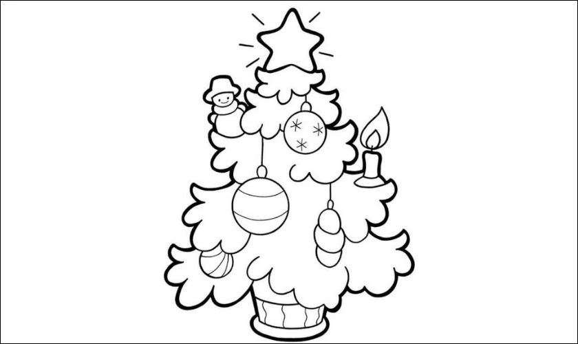Tranh tô màu cây thông Noel cho bé