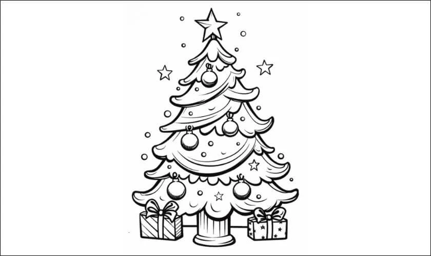 Tranh tô màu cây thông Noel cho bé, trẻ mầm non