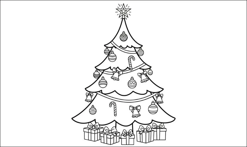 Hình vẽ cây thông tô màu cho bé