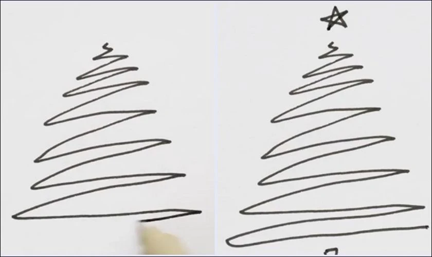 Cách vẽ cây thông Noel bằng đường xiên