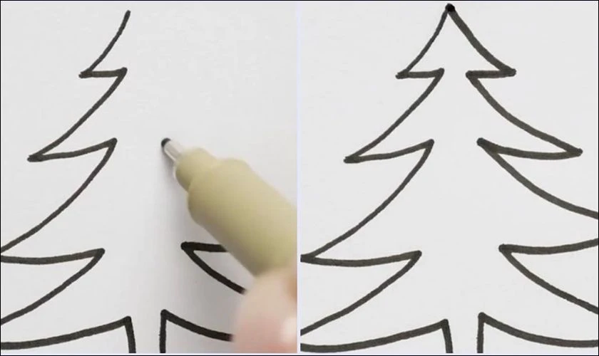 Cách vẽ cây thông Noel đơn giản bằng góc nhọn