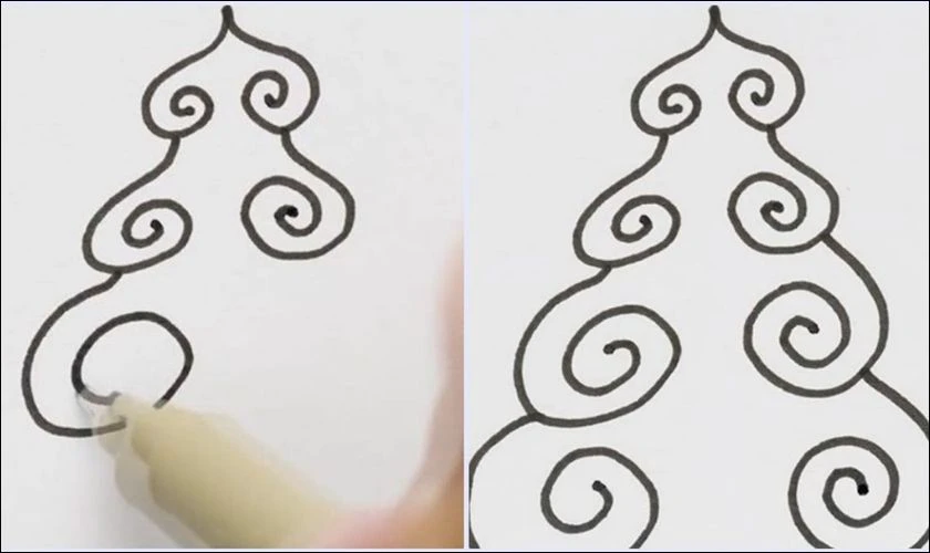 Cách vẽ cây thông Noel đẹp bằng hình trái tim