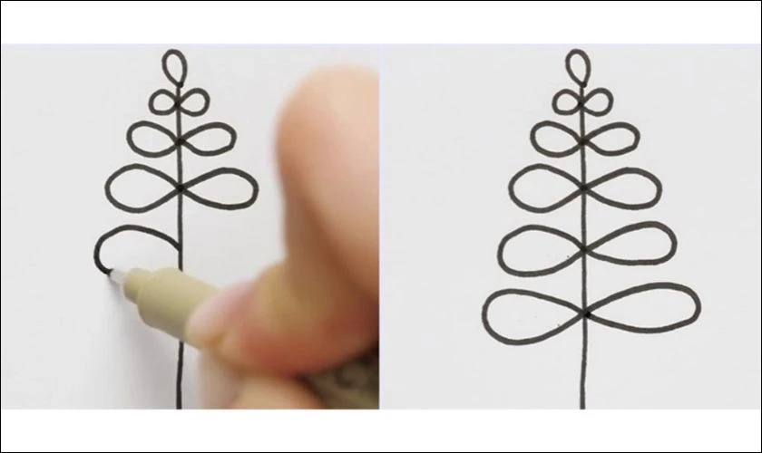 Cách vẽ cây thông Noel bằng số 8