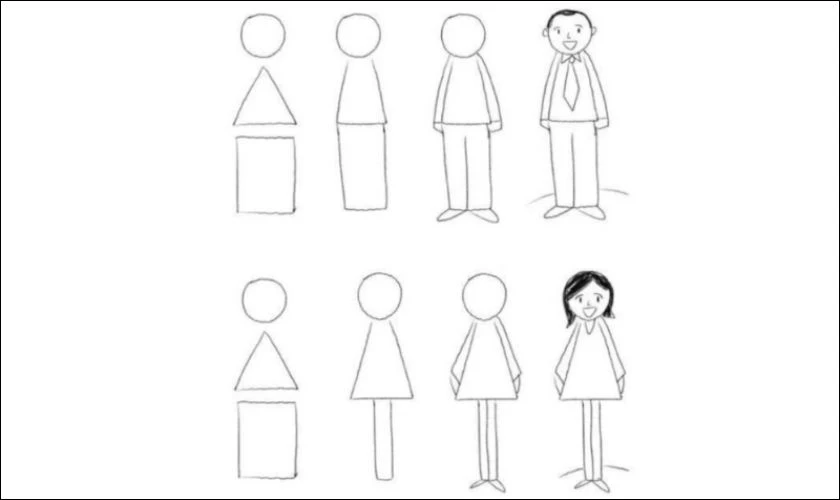 Cách vẽ người đơn giản cho học sinh theo từng bước