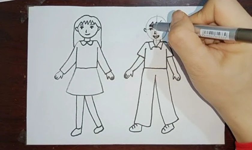 Thêm chi tiết khuôn mặt và tóc