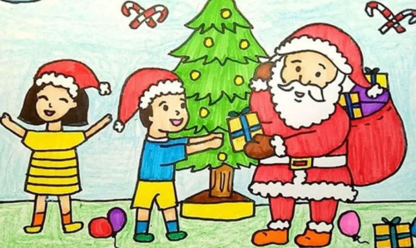 Bé nhận quà từ ông già Noel