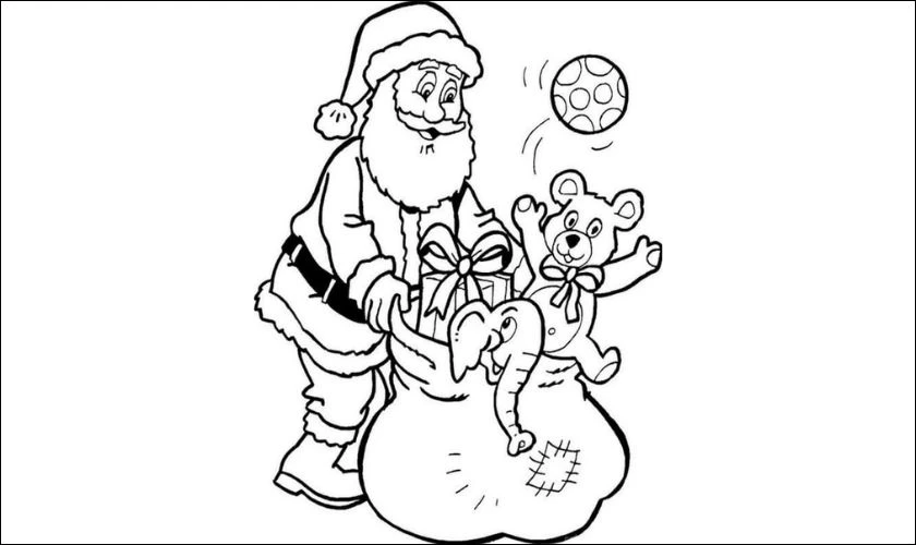 Tranh tô màu ông già Noel cho trẻ mầm non