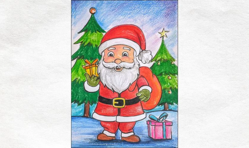 Mẫu vẽ ông già Noel phát quà