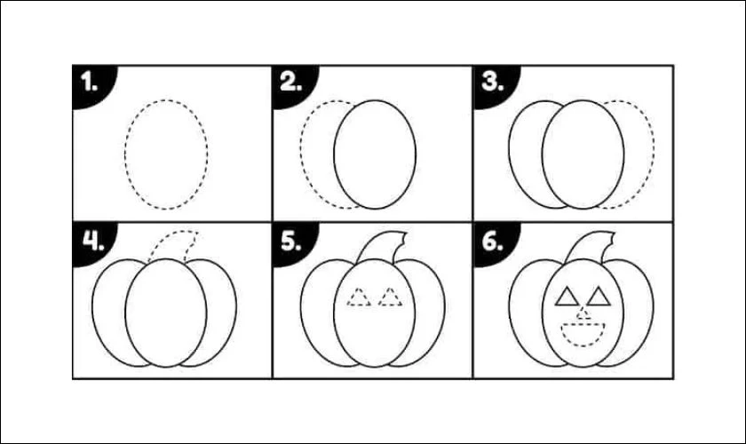 Mẫu cách vẽ quả bí ngô Halloween chi tiết