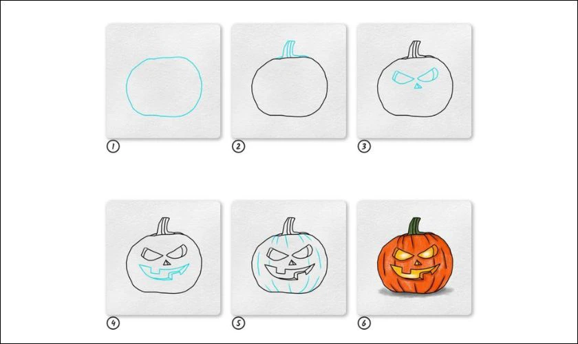 Tổng hợp mẫu vẽ quả bí ngô Halloween