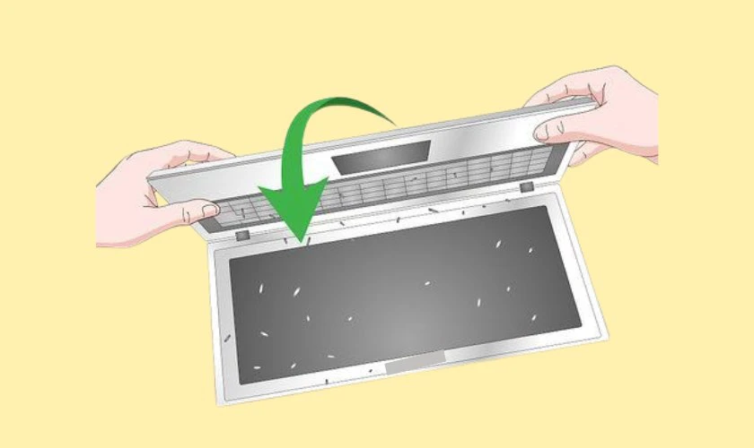 Lắc nhẹ cho bụi rơi bớt ra ngoài