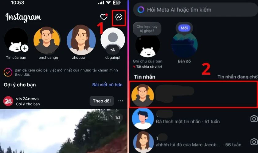 Vào khung chat với 1 người bất kỳ