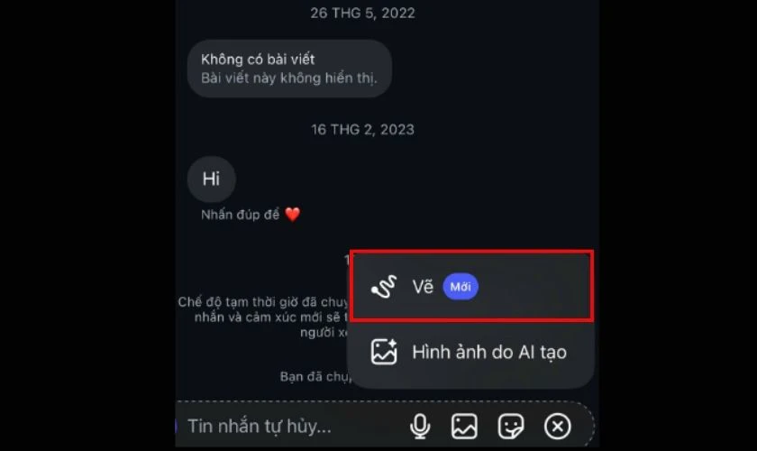 Chọn Vẽ để bắt đầu vẽ trên Instagram