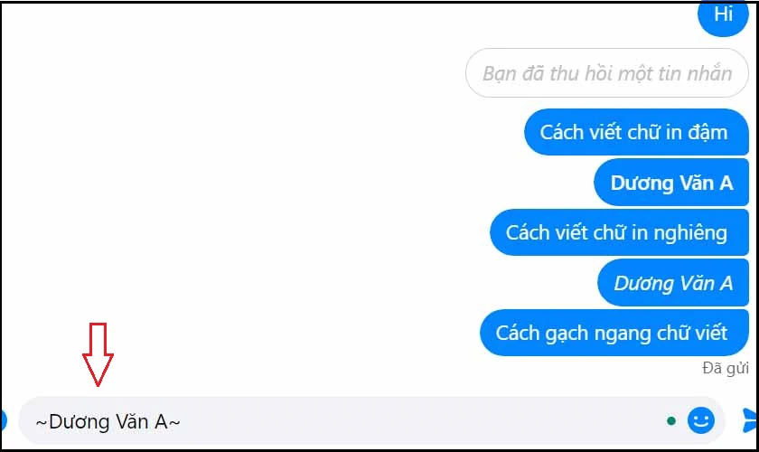 Cách gạch ngang chữ viết trong Messenger