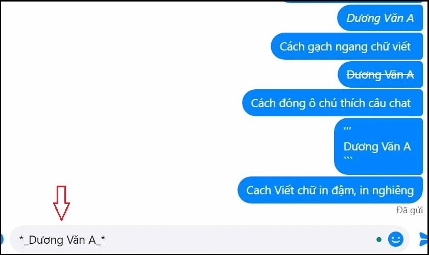 Gây ấn tượng bằng cách viết in đậm trong Messenger kết hợp cách khác