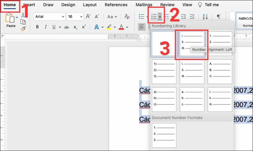 Cách viết số la mã trong Word 2007,2010,2016