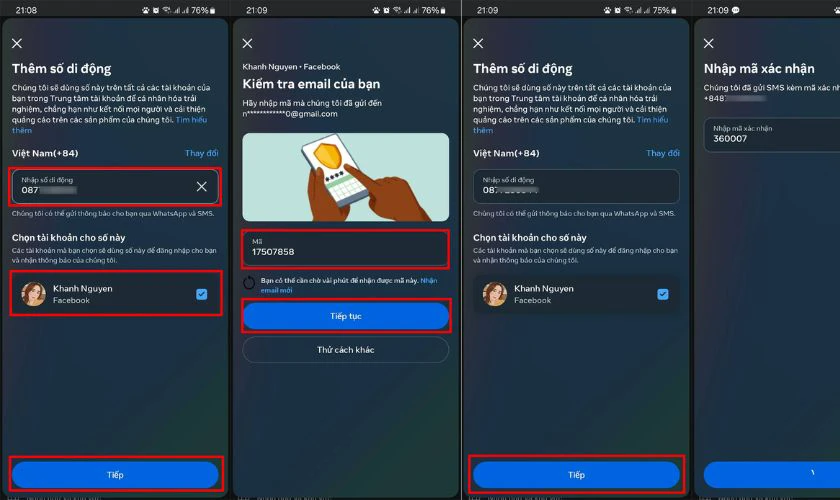 Cách xác thực tài khoản Facebook bằng số điện thoại - Bước 3