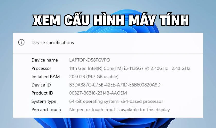 Cách xem cấu hình máy tính